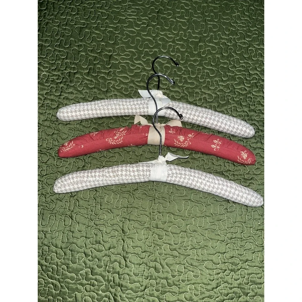 Lot Of‎ 3 Cotton Fabric Padded Clothes Hangers , Vintage